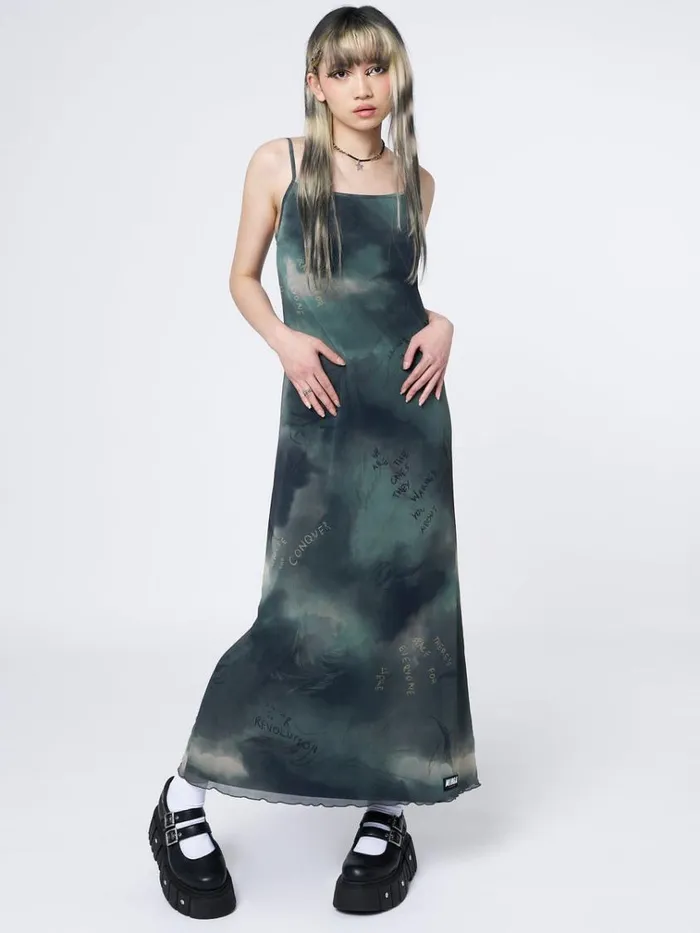 Clothing Eden Green Mesh Maxi Dress Minga London Dresses