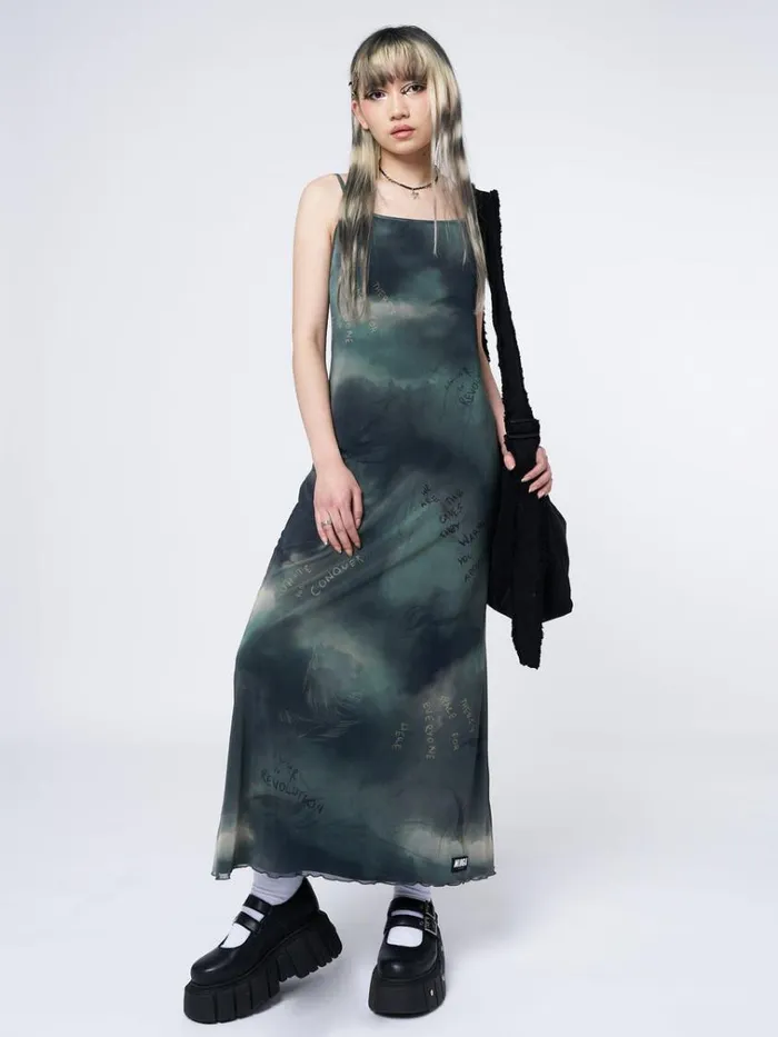 Clothing Eden Green Mesh Maxi Dress Minga London Dresses