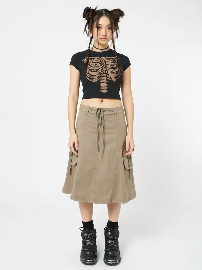 Clothing Fae Brown Cargo Midi Skirt Minga London Skirts