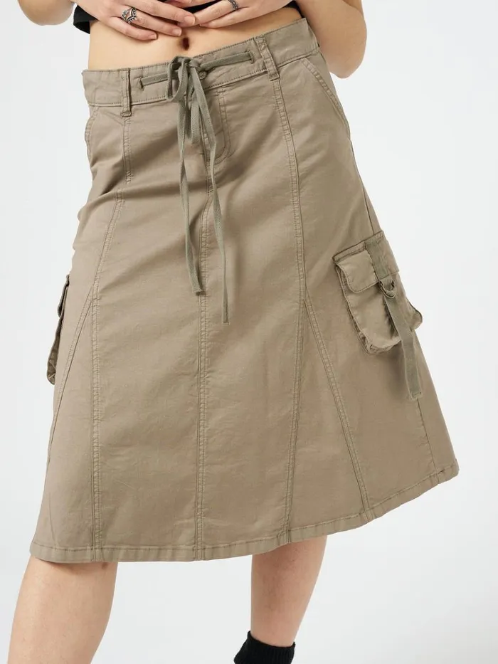 Clothing Fae Brown Cargo Midi Skirt Minga London Skirts