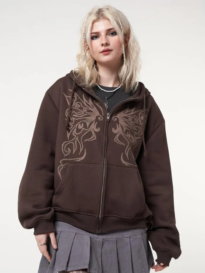 Clothing Fairy Wings Zip Up Hoodie Minga London Jackets