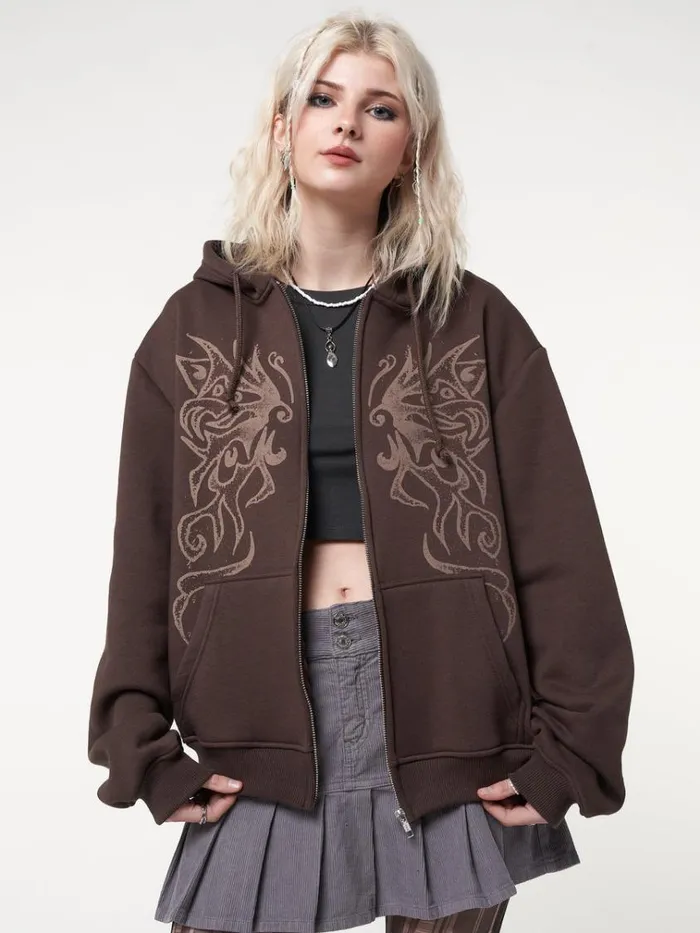 Clothing Fairy Wings Zip Up Hoodie Minga London Jackets