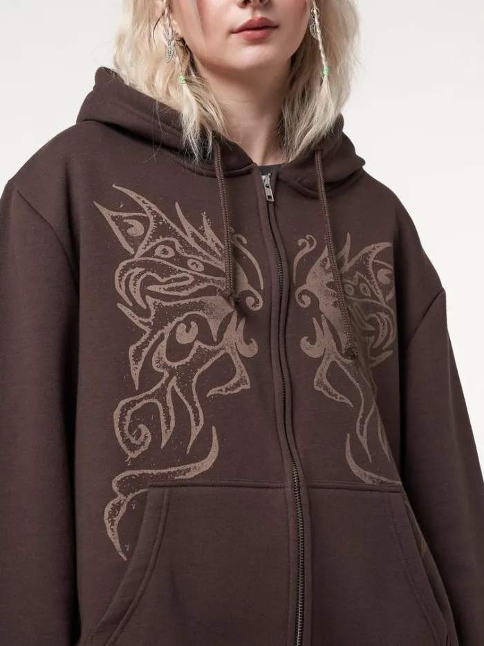 Clothing Fairy Wings Zip Up Hoodie Minga London Jackets