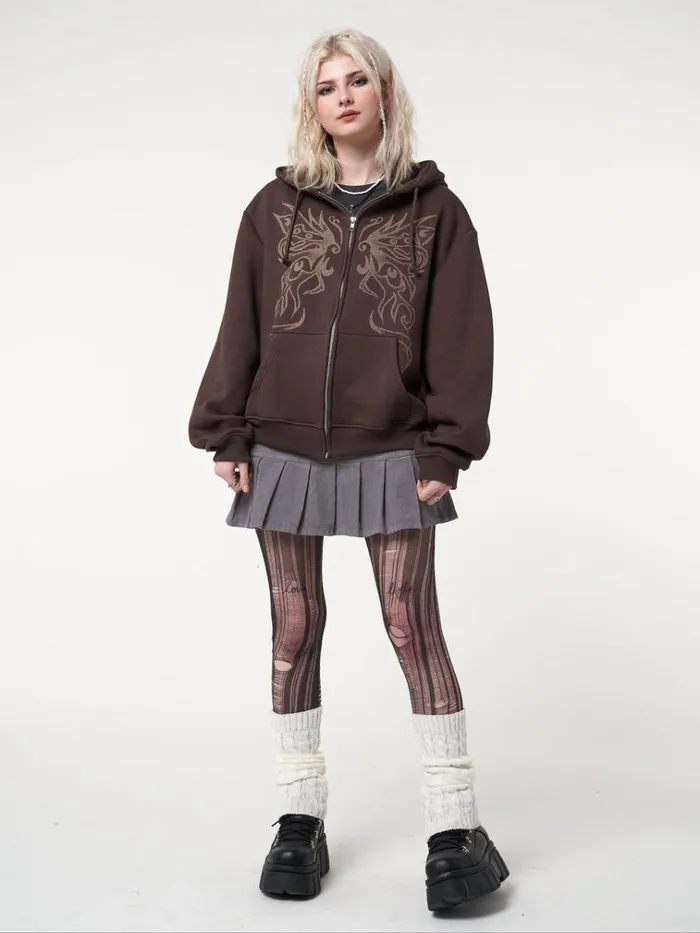 Clothing Fairy Wings Zip Up Hoodie Minga London Jackets