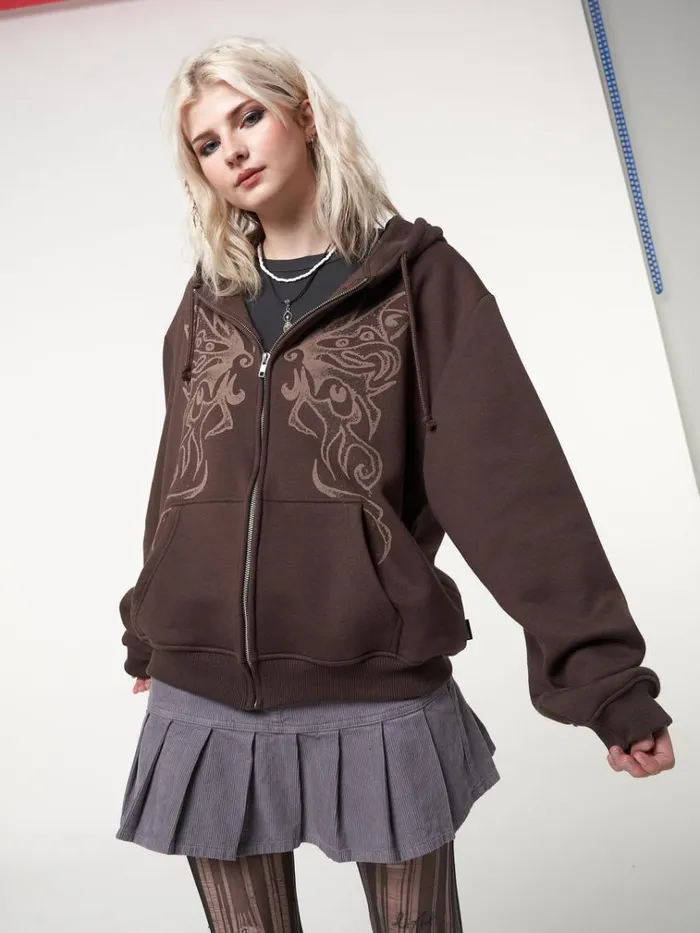 Clothing Fairy Wings Zip Up Hoodie Minga London Jackets