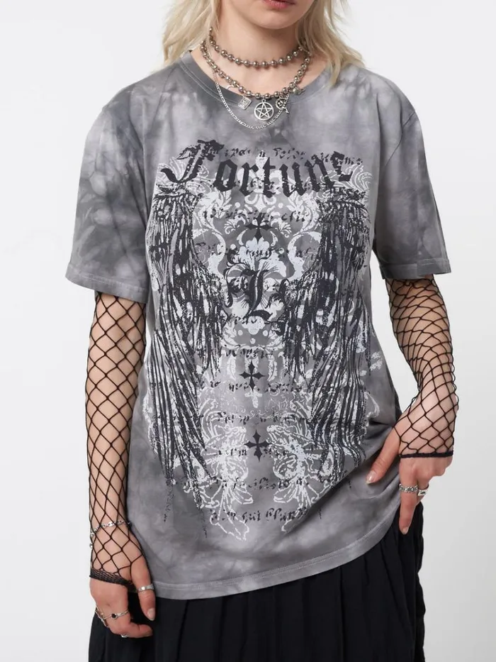 Clothing Fortune Wings Grey Tie Dye TShirt Minga London Graphic Tees