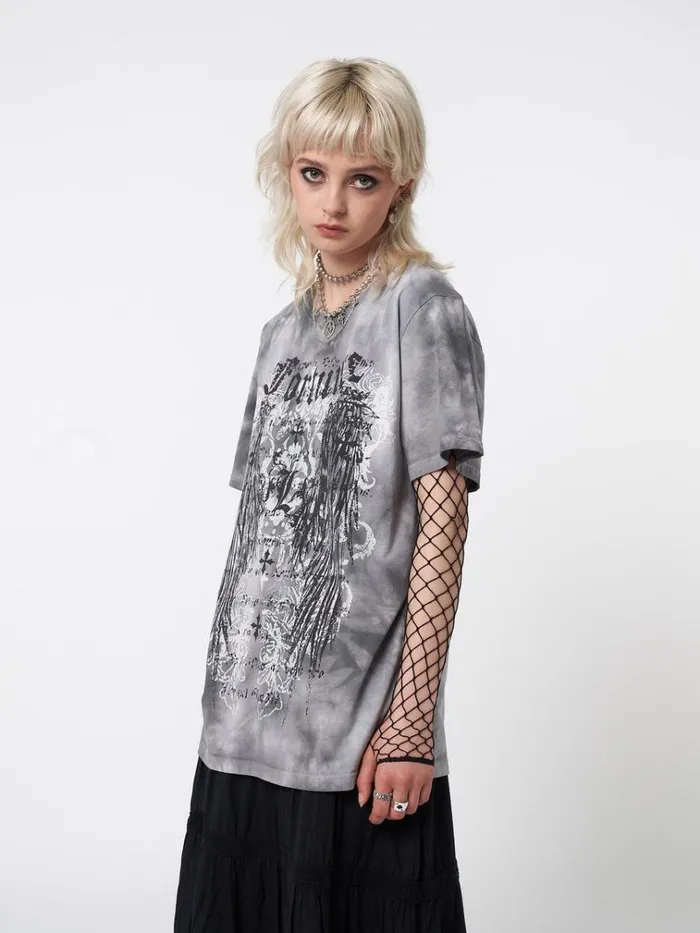 Clothing Fortune Wings Grey Tie Dye TShirt Minga London Graphic Tees