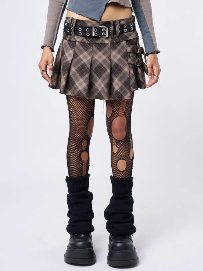 Clothing Gina Tartan Pleated Mini Skirt Minga London Skirts