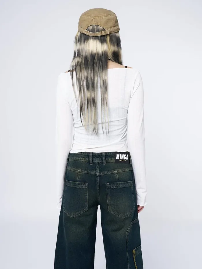 Clothing Hana White Asymmetrical Cut Out Top Minga London Long Sleeve Tops