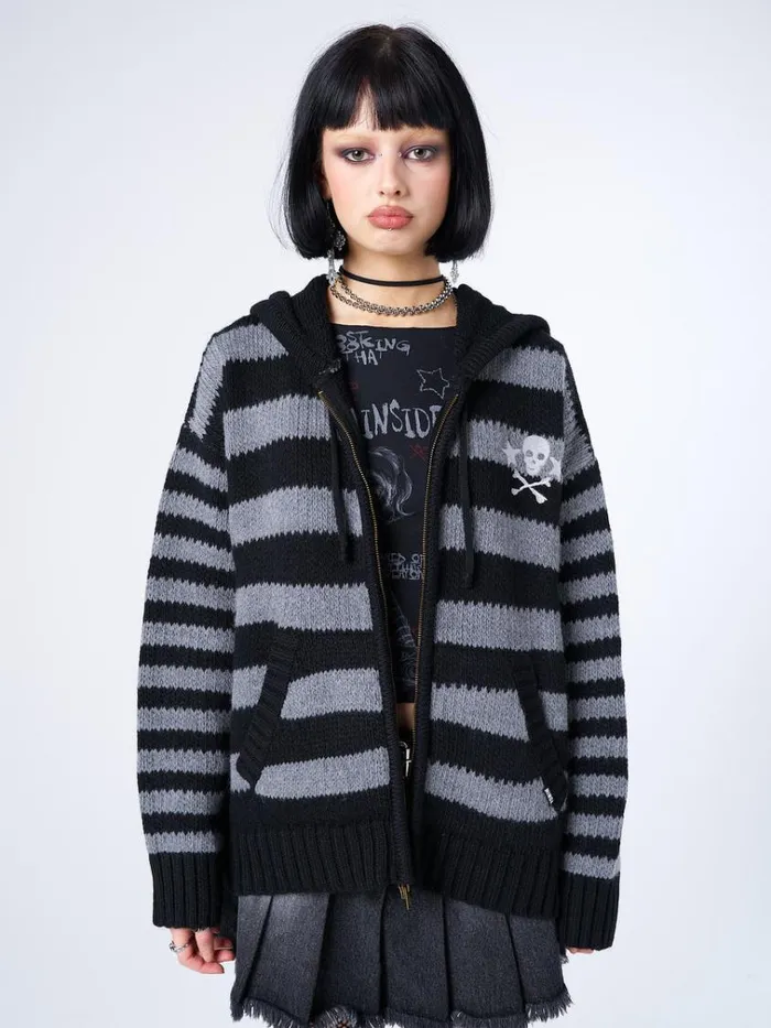 Clothing Hazardous Oversized Knitted ZipUp Hoodie Minga London Jackets