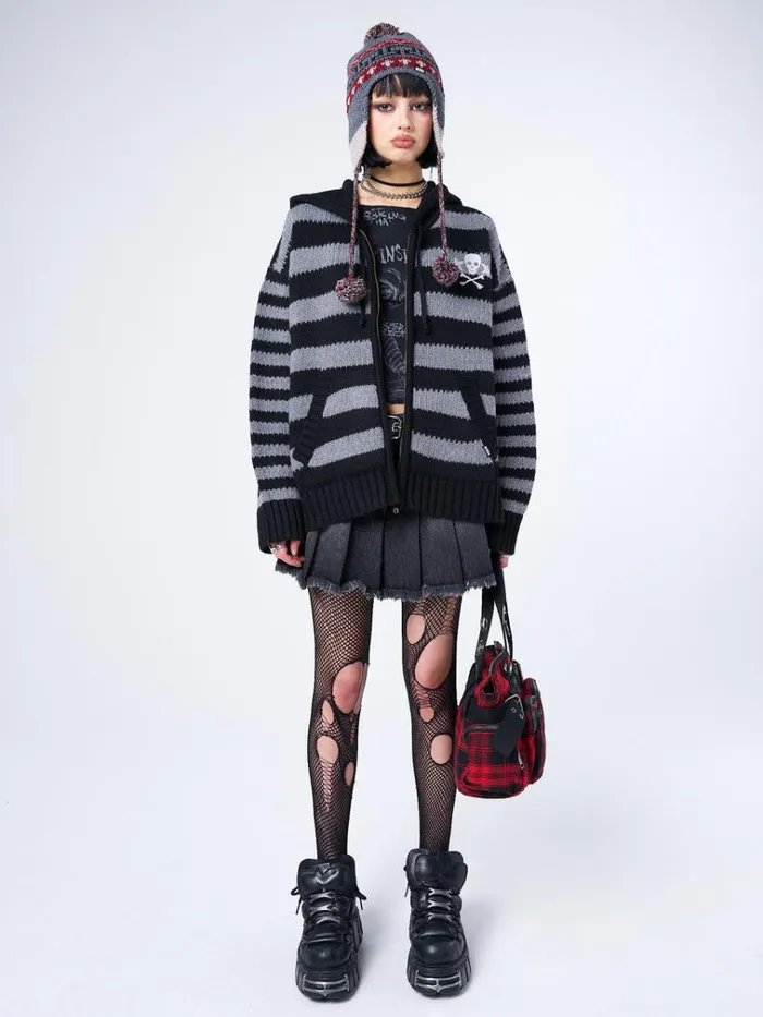 Clothing Hazardous Oversized Knitted ZipUp Hoodie Minga London Jackets
