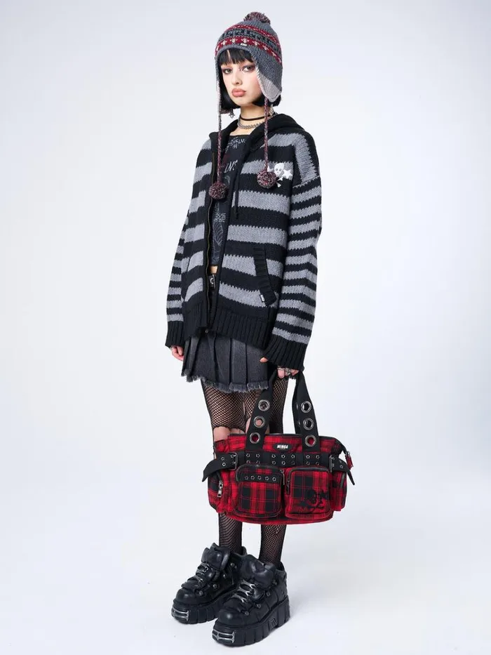 Clothing Hazardous Oversized Knitted ZipUp Hoodie Minga London Jackets