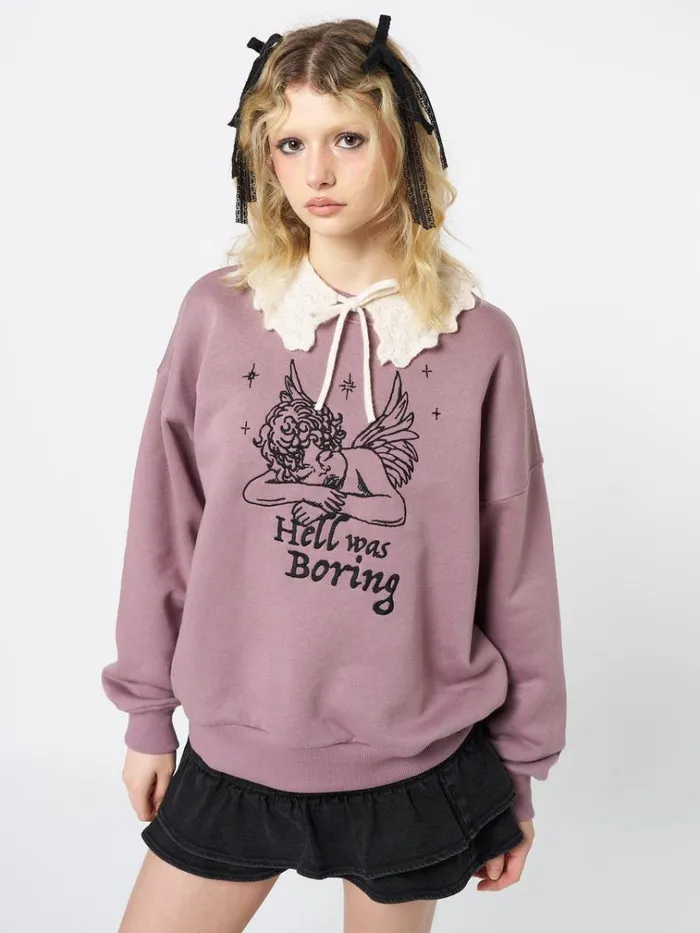 Clothing Hell Was Boring Graphic Oversized Sweater Minga London Sweatshirts