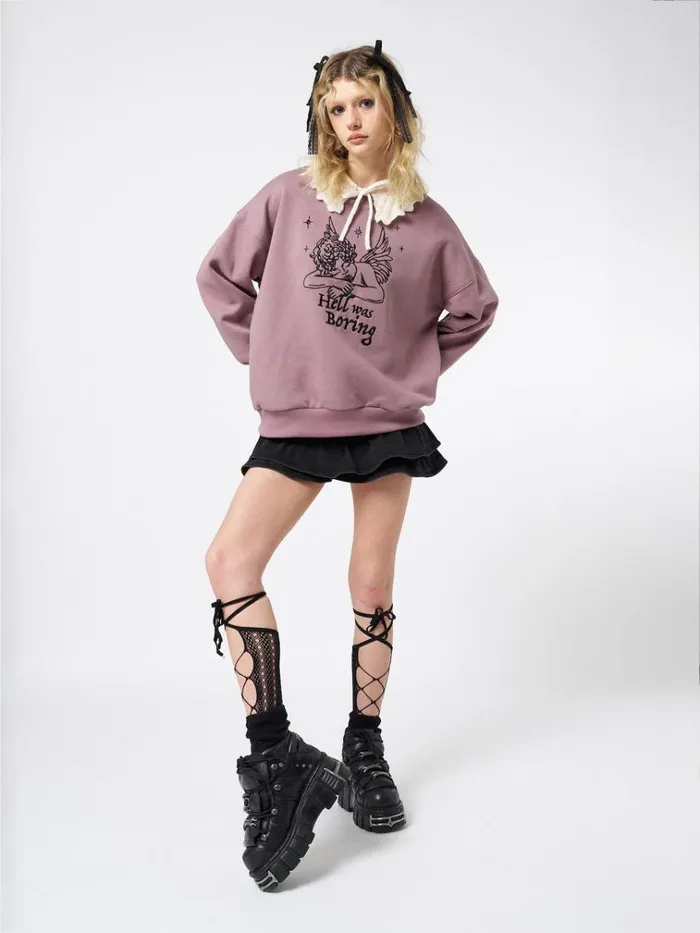 Clothing Hell Was Boring Graphic Oversized Sweater Minga London Sweatshirts