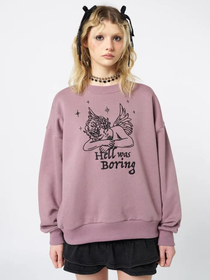 Clothing Hell Was Boring Graphic Oversized Sweater Minga London Sweatshirts