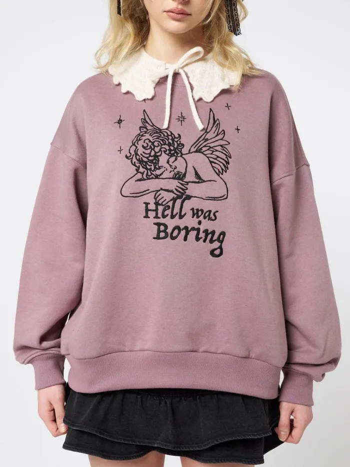 Clothing Hell Was Boring Graphic Oversized Sweater Minga London Sweatshirts