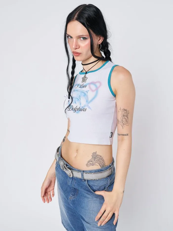 Clothing I Love Dolphins Print Vest Top Minga London Tank Tops