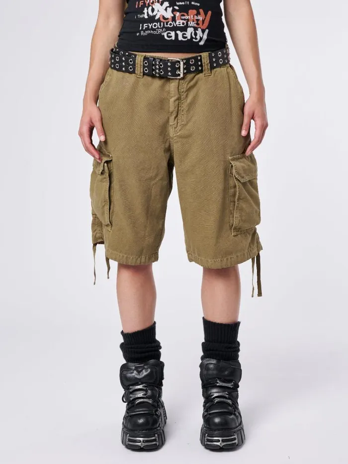 Clothing Issa Beige Long Cargo Shorts Minga London Cargo