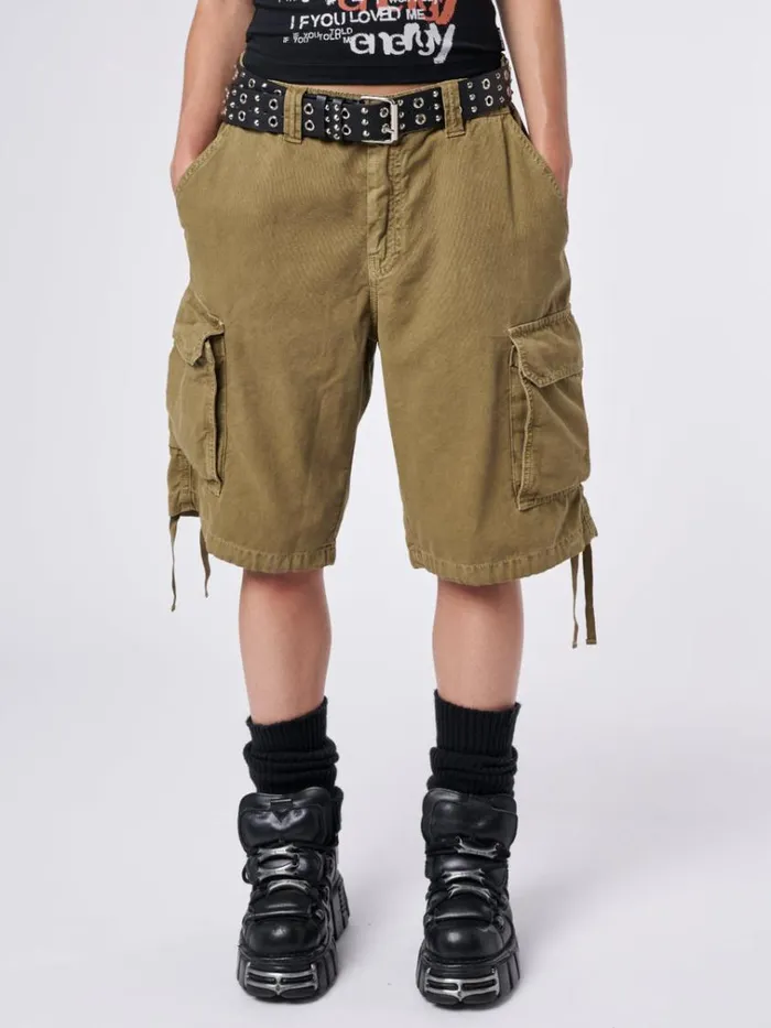 Clothing Issa Beige Long Cargo Shorts Minga London Cargo