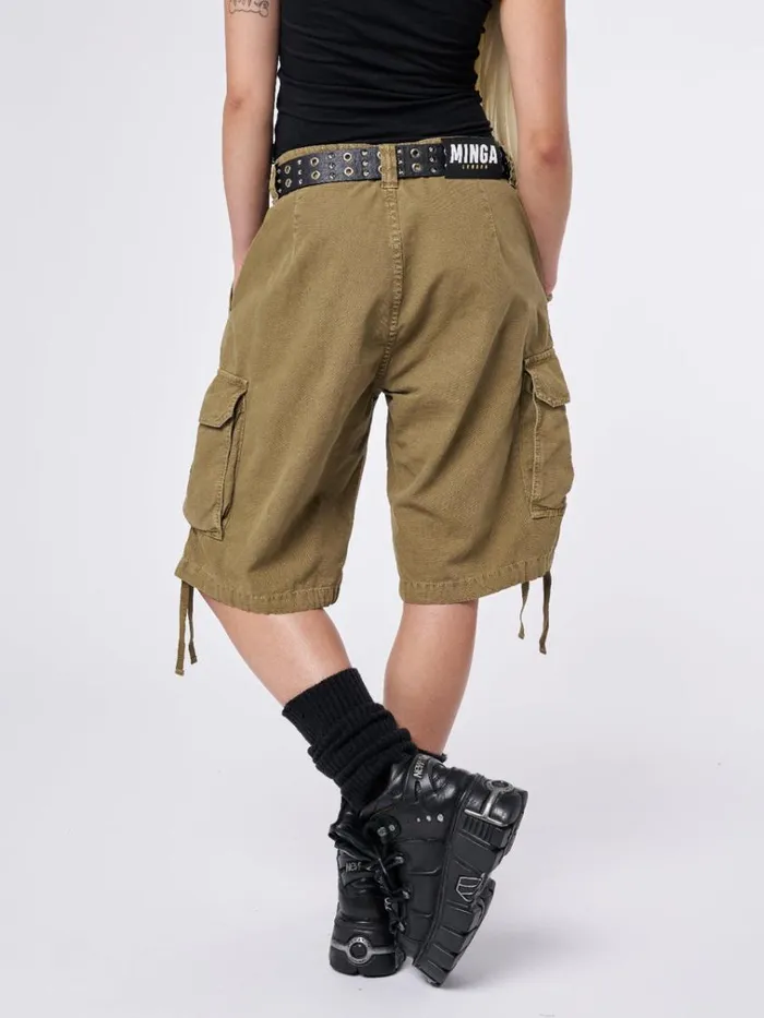 Clothing Issa Beige Long Cargo Shorts Minga London Cargo