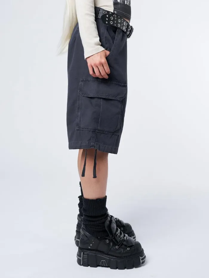 Clothing Issa Black Long Cargo Shorts Minga London Cargo