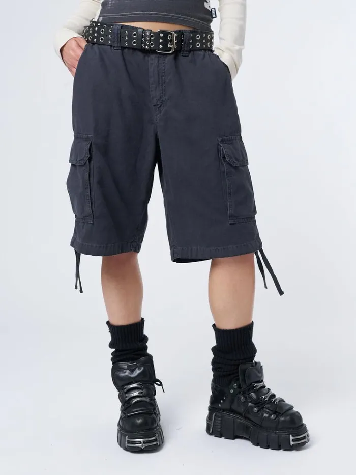 Clothing Issa Black Long Cargo Shorts Minga London Cargo