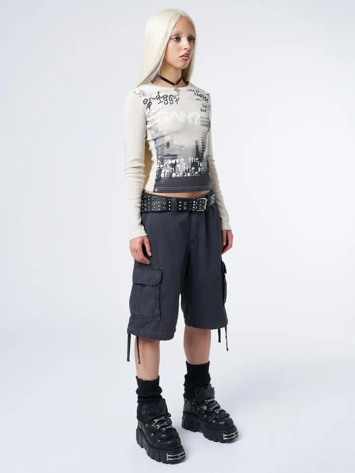 Clothing Issa Black Long Cargo Shorts Minga London Cargo