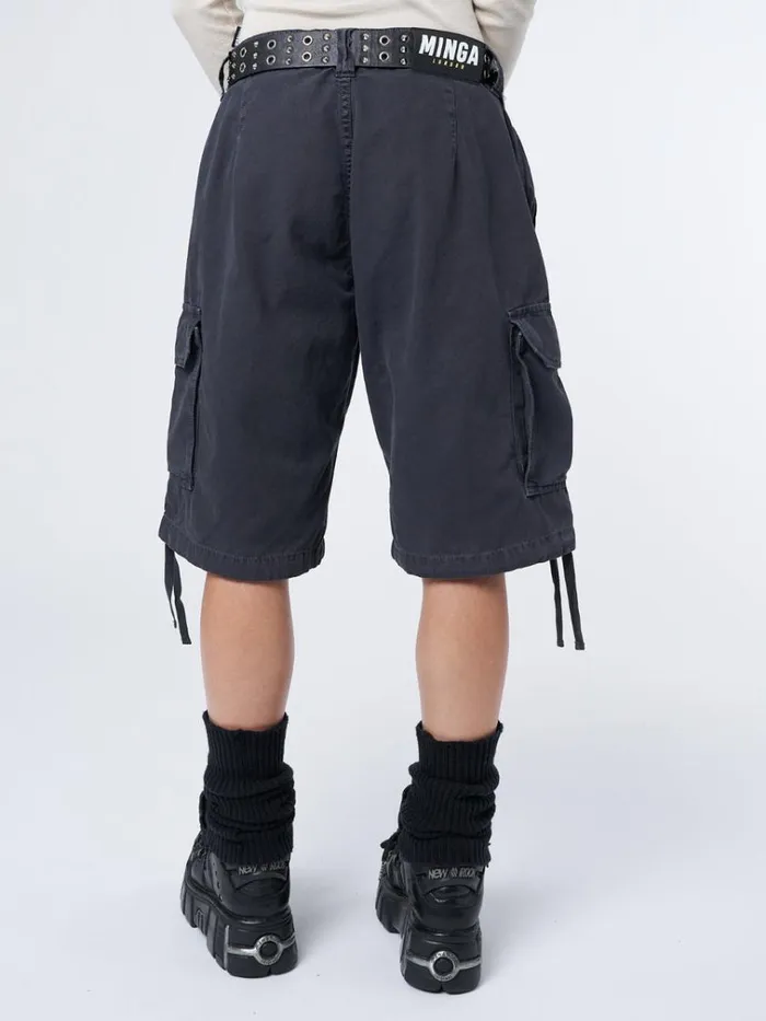 Clothing Issa Black Long Cargo Shorts Minga London Cargo