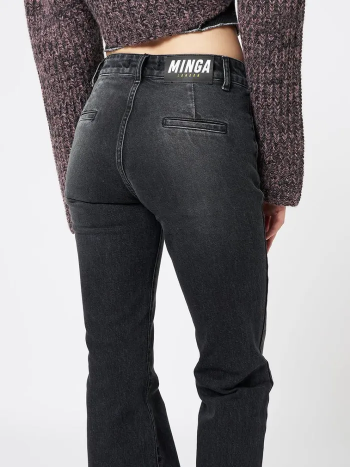 Clothing Jade Black Front Pocket Flare Jeans Minga London Jeans