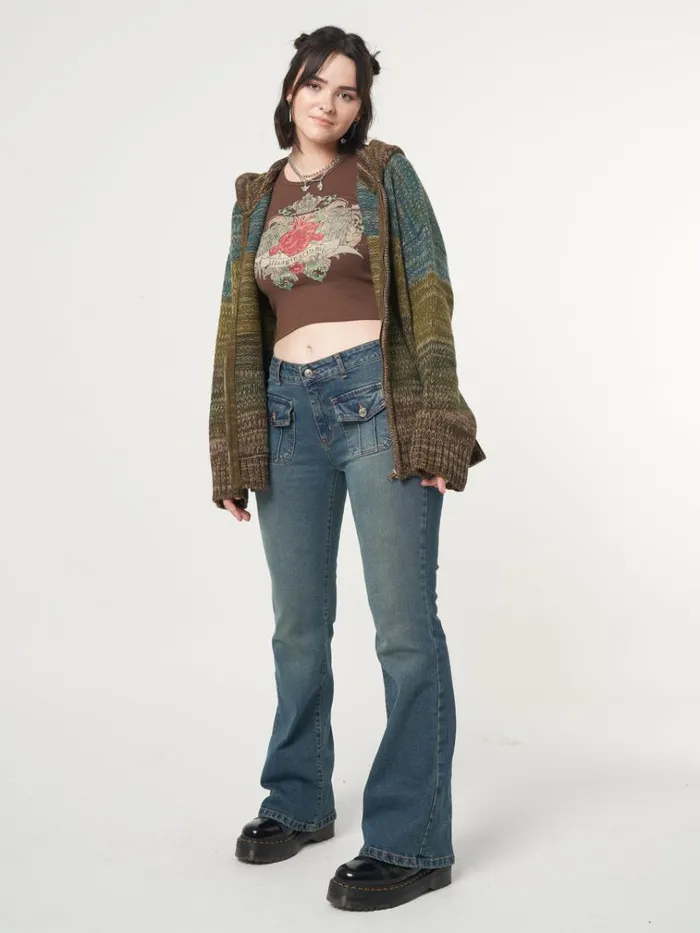 Clothing Jade Overdye Front Pocket Flare Jeans Minga London Jeans