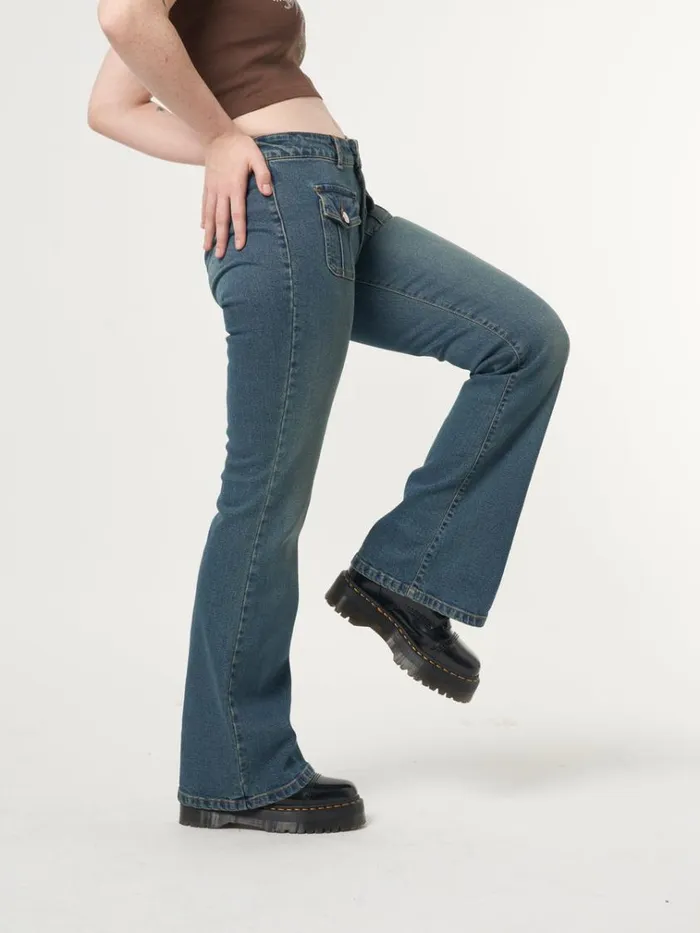 Clothing Jade Overdye Front Pocket Flare Jeans Minga London Jeans
