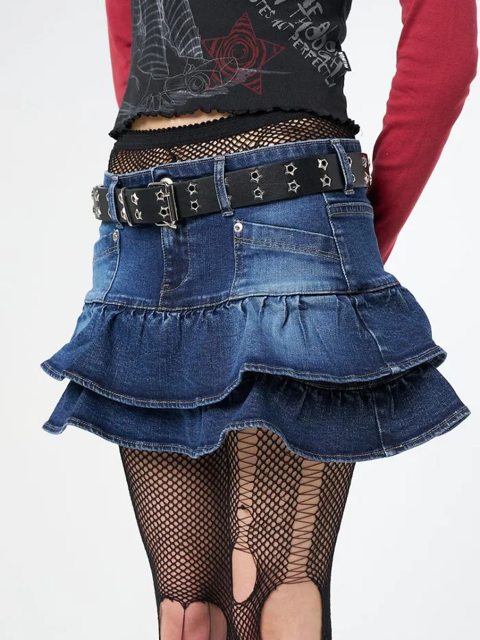 Clothing Kat Washed Blue Denim Y2K Mini Skirt Minga London Skirts