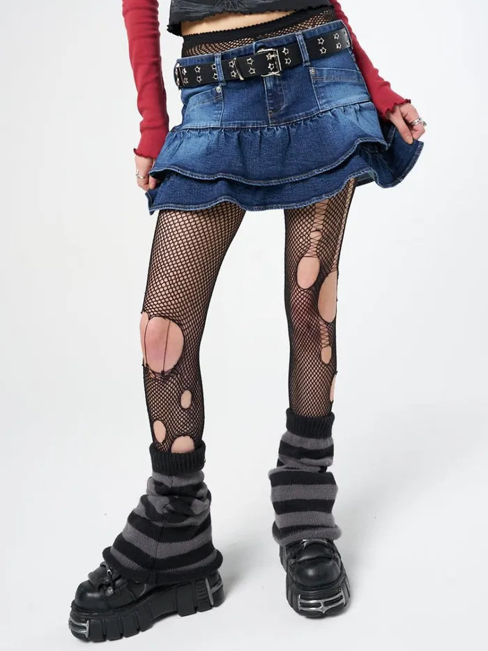 Clothing Kat Washed Blue Denim Y2K Mini Skirt Minga London Skirts