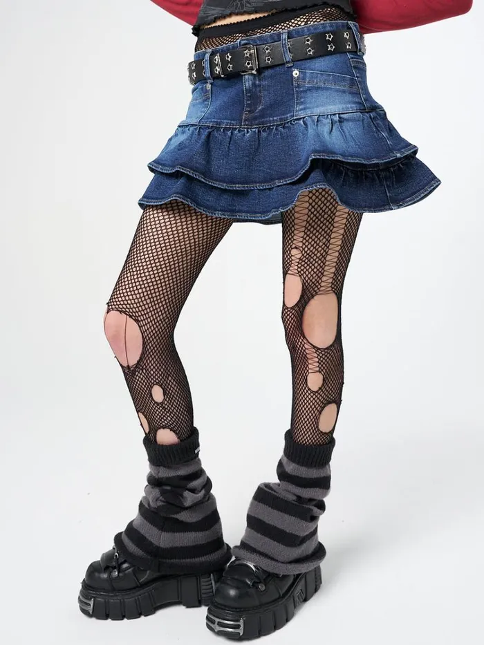 Clothing Kat Washed Blue Denim Y2K Mini Skirt Minga London Skirts