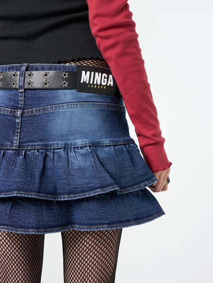 Clothing Kat Washed Blue Denim Y2K Mini Skirt Minga London Skirts