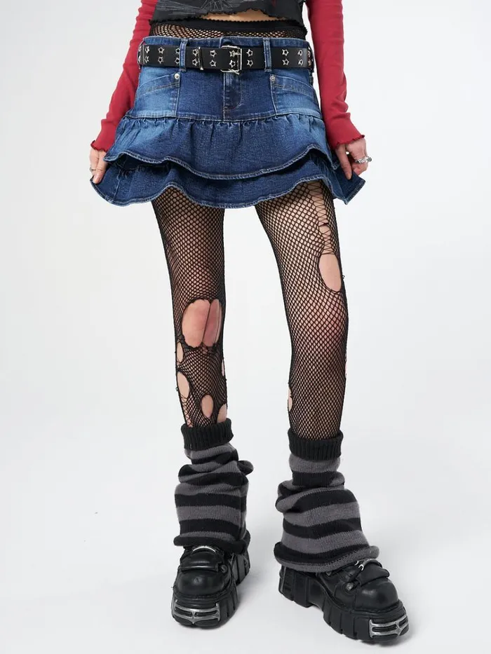Clothing Kat Washed Blue Denim Y2K Mini Skirt Minga London Skirts