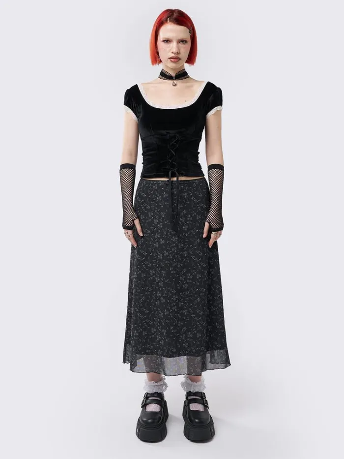 Clothing Lila Floral Print Midi Skirt Minga London Skirts