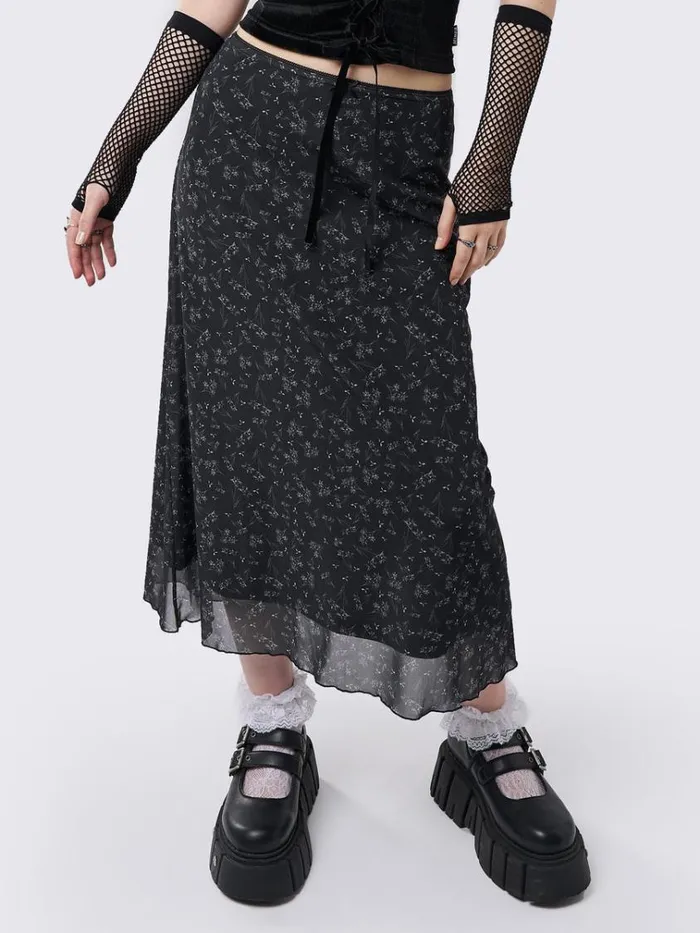 Clothing Lila Floral Print Midi Skirt Minga London Skirts