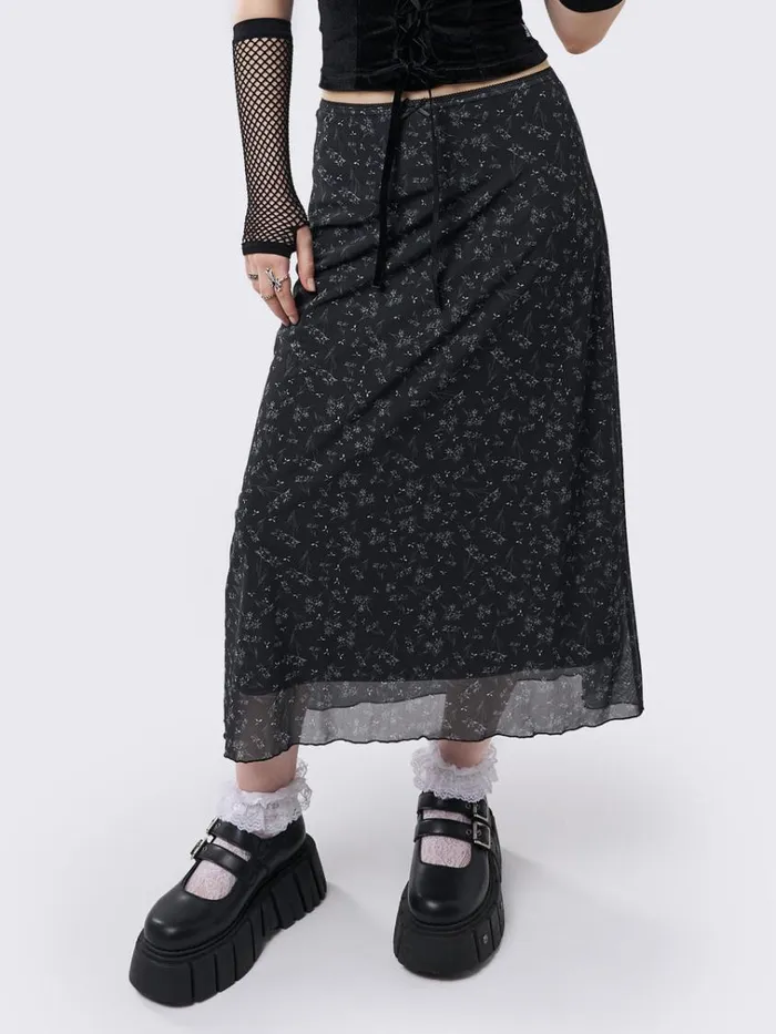 Clothing Lila Floral Print Midi Skirt Minga London Skirts