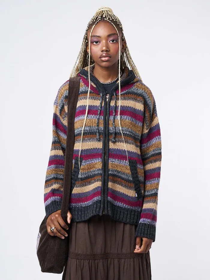 Clothing Lily Oversized Knitted ZipUp Hoodie Minga London Jackets