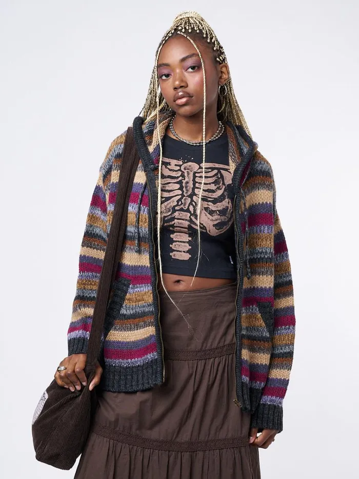 Clothing Lily Oversized Knitted ZipUp Hoodie Minga London Jackets