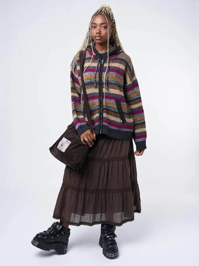 Clothing Lily Oversized Knitted ZipUp Hoodie Minga London Jackets