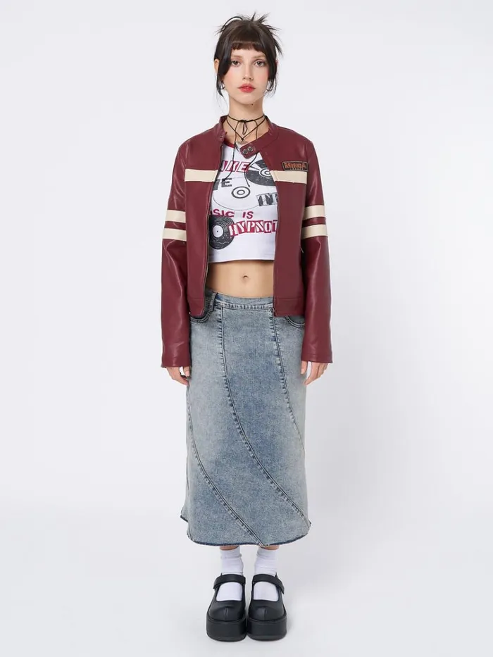 Clothing Lizzie Flared Denim Midi Skirt Minga London Skirts