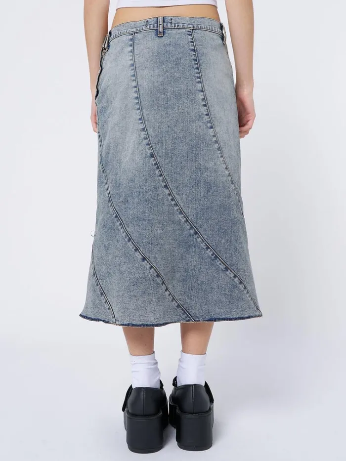 Clothing Lizzie Flared Denim Midi Skirt Minga London Skirts