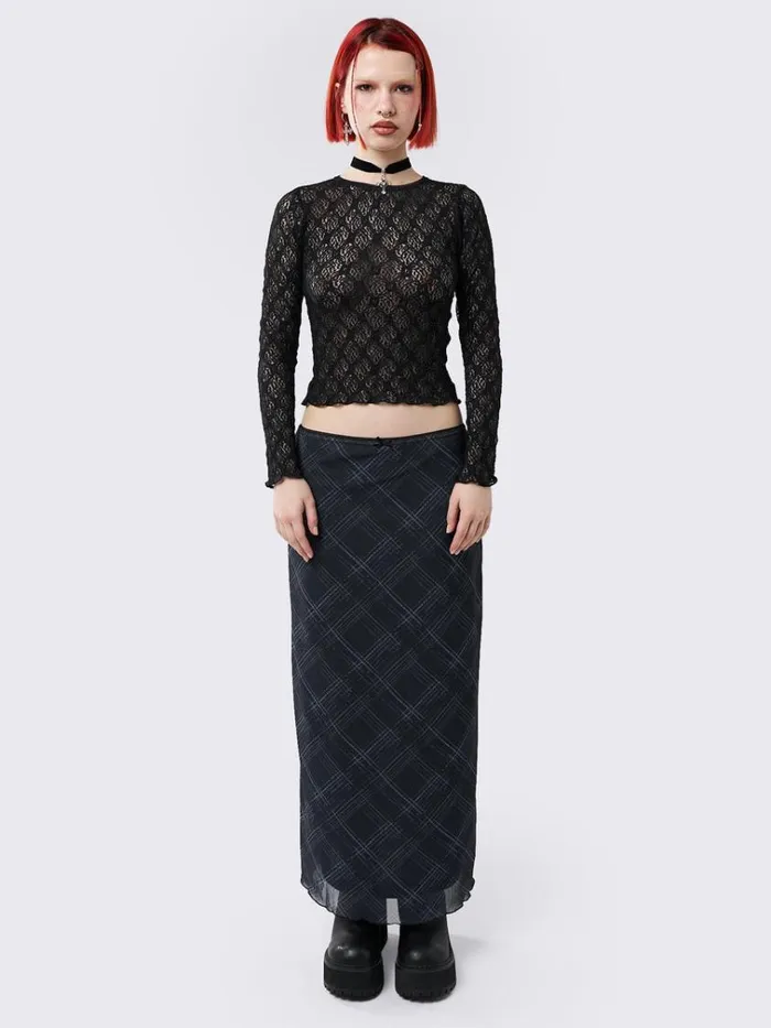 Clothing Lyra Black Floral Lace Top Minga London Long Sleeve Tops