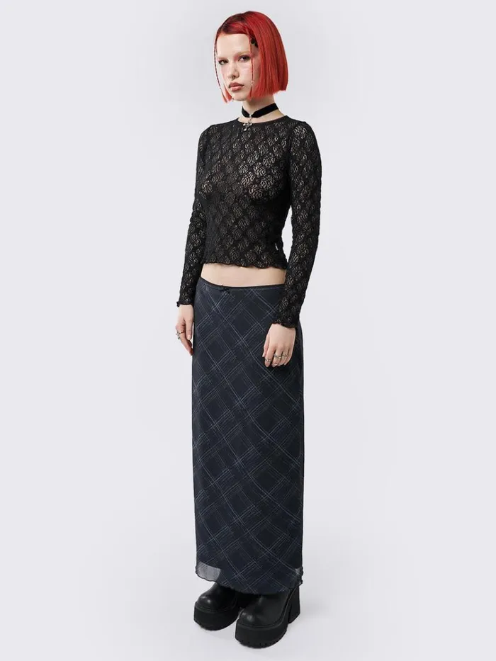 Clothing Lyra Black Floral Lace Top Minga London Long Sleeve Tops