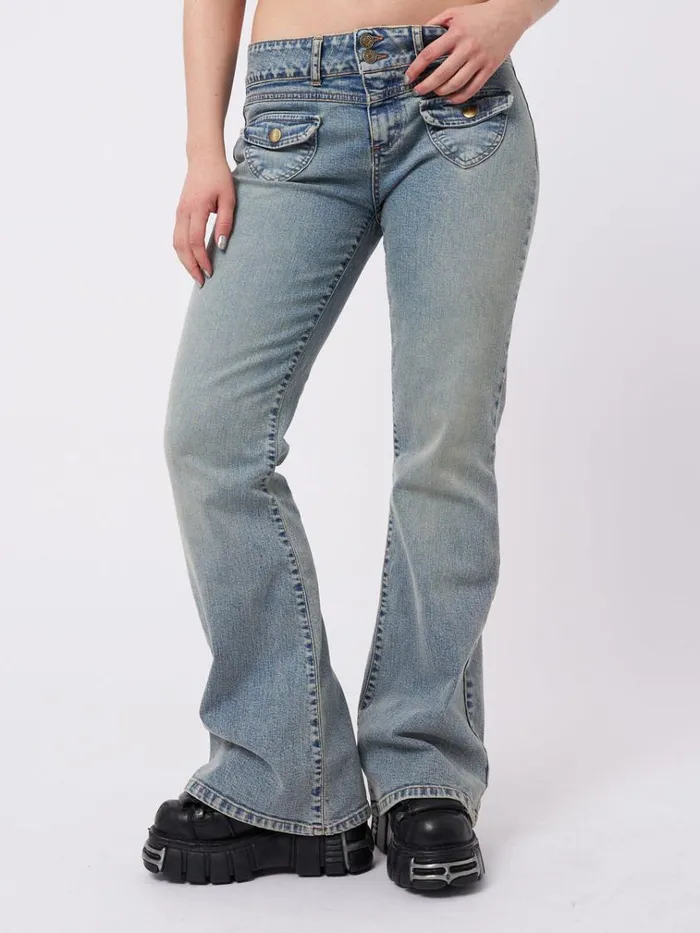 Clothing Mia Over Dye Front Pocket Flare Jeans Minga London Jeans