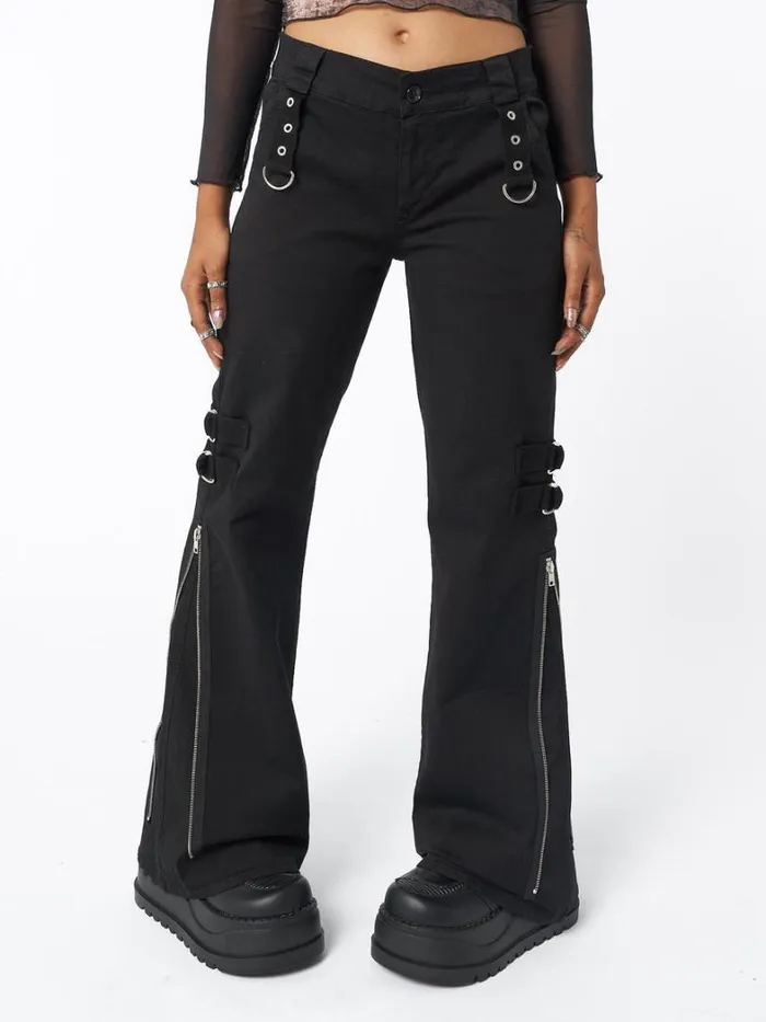 Clothing Minga London Cargo Black Rave Zip Pants