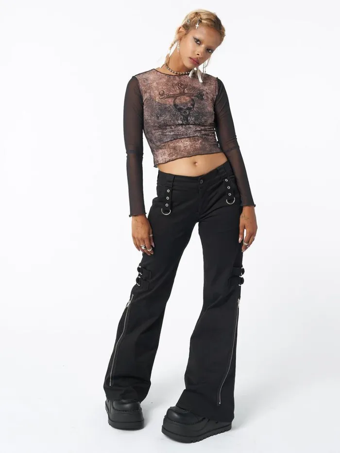 Clothing Minga London Cargo Black Rave Zip Pants