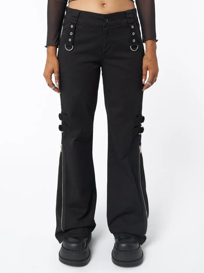Clothing Minga London Cargo Black Rave Zip Pants